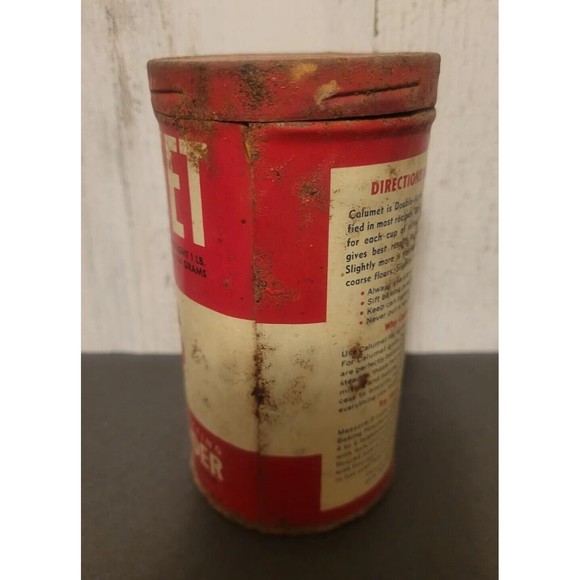 VINTAGE CALUMET DOUBLE ACTING BAKING POWDER METAL CAN LID ORIGINAL - Picture 3 of 6
